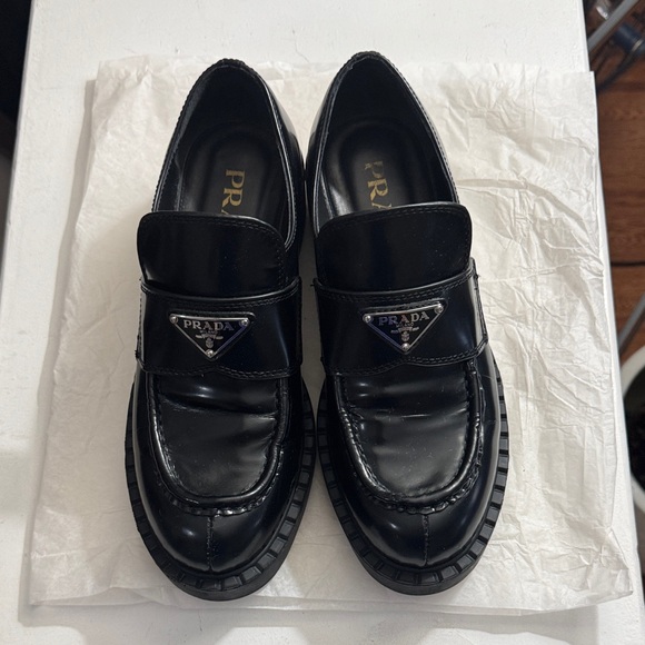 Prada Men's Glossy Black Slip-On Loafers - Picture 1 of 3